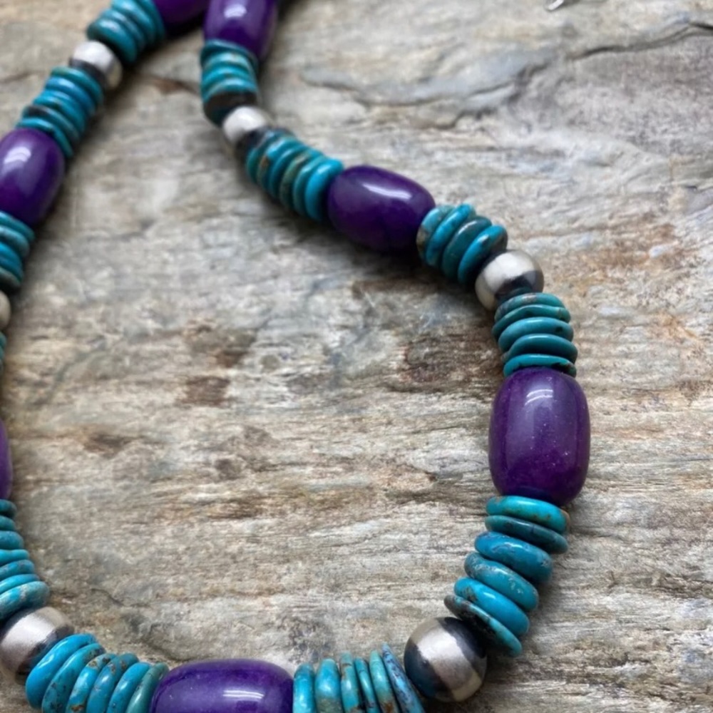 Sterlingsilver Dyed Sugilitewturquoisebeadnecklace - image 6